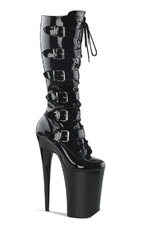 INFINITY-2049 Black Patent Knee High Boots