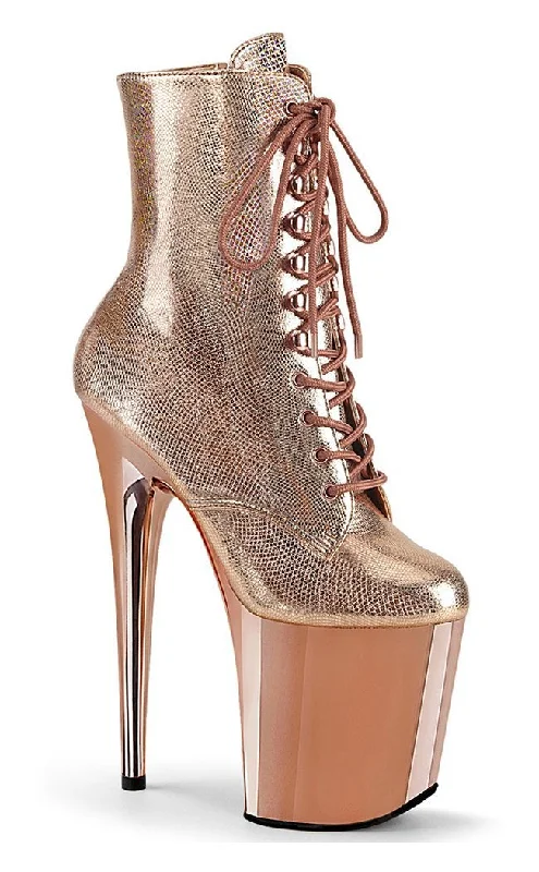 FLAMINGO-1020 Rose Gold Textured Metallic Chrome Boots