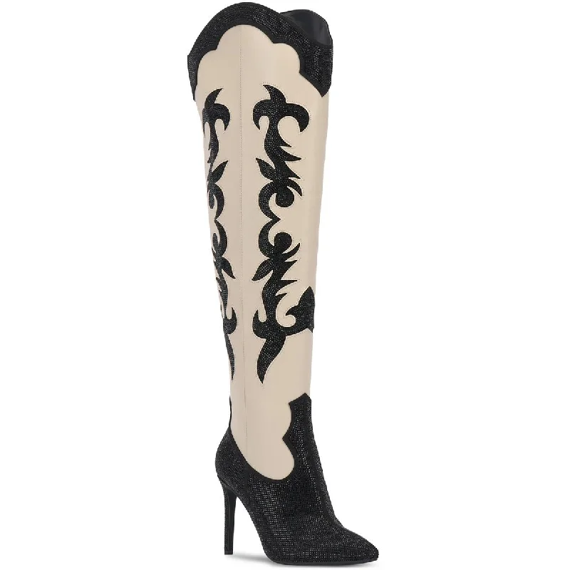 INC Womens Iresa Faux Leather Rhinestone Cowboy, Western Boots