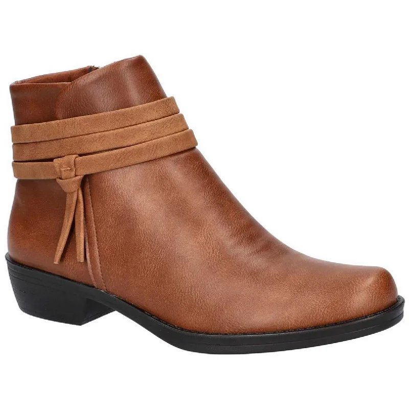 Easy Street Womens FERNANDA Faux Leather Block Heel Ankle Boots