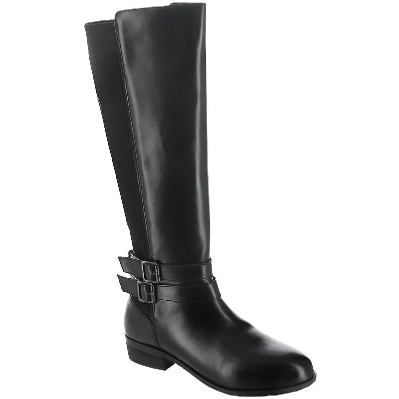 Array Womens Bonnie Leather Stacked Heel Knee-High Boots