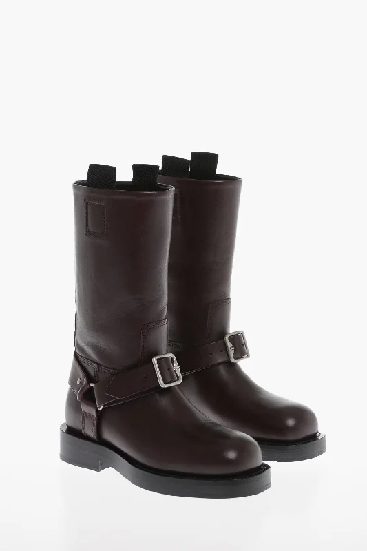 Burberry Leather Biker Mid Boots