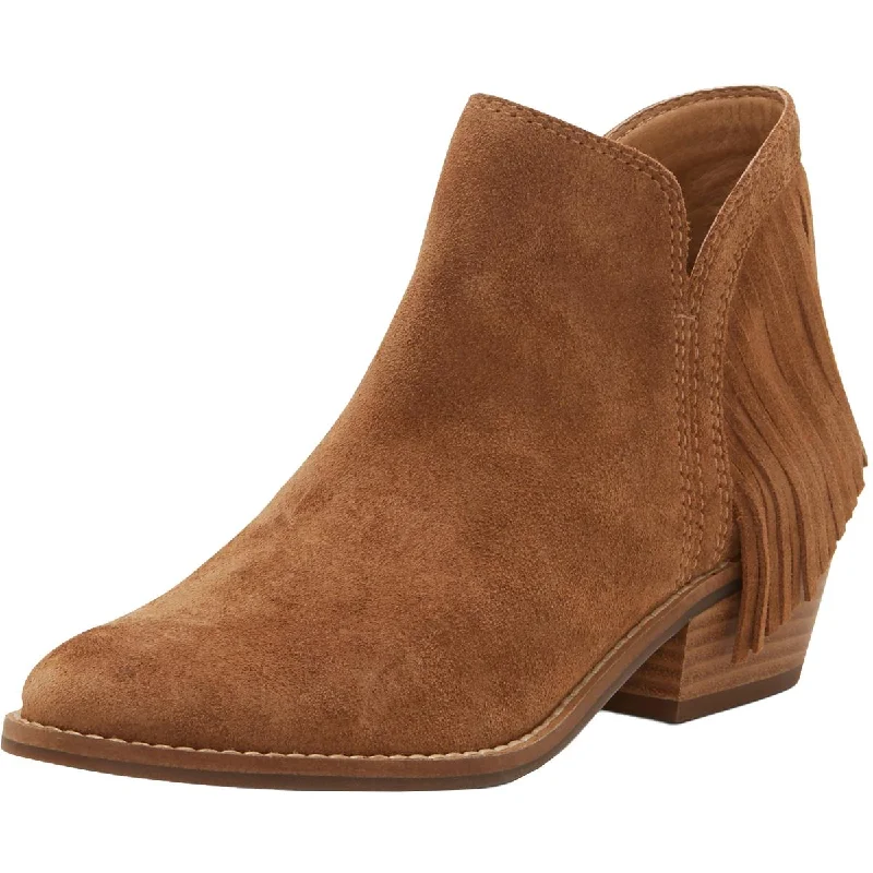 Lucky Brand Womens Freedah Suede Fringe Ankle Boots