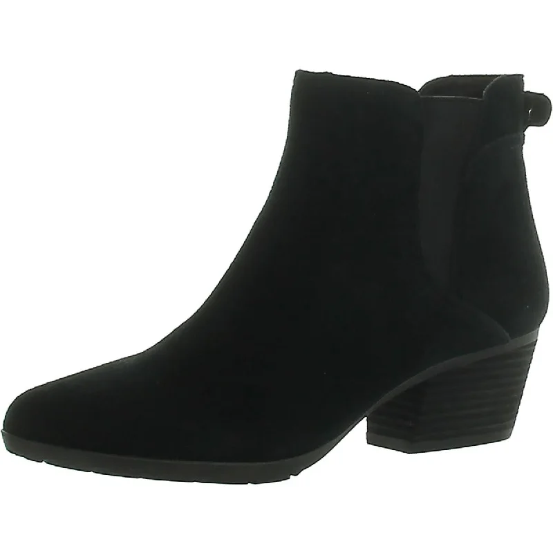 Blondo Womens Victory Suede Stacked Heel Ankle Boots