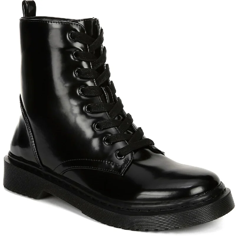 Fergalicious by Fergie Womens Martina Patent Lace-Up Combat Boots