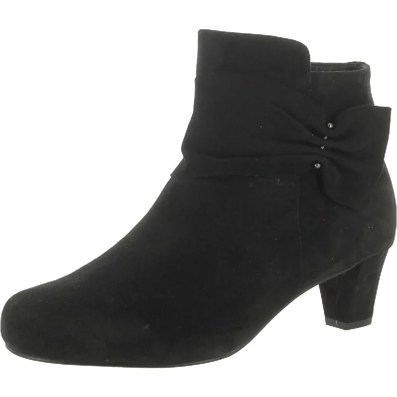 David Tate Womens Cutey Suede Gathered Ankle Boots