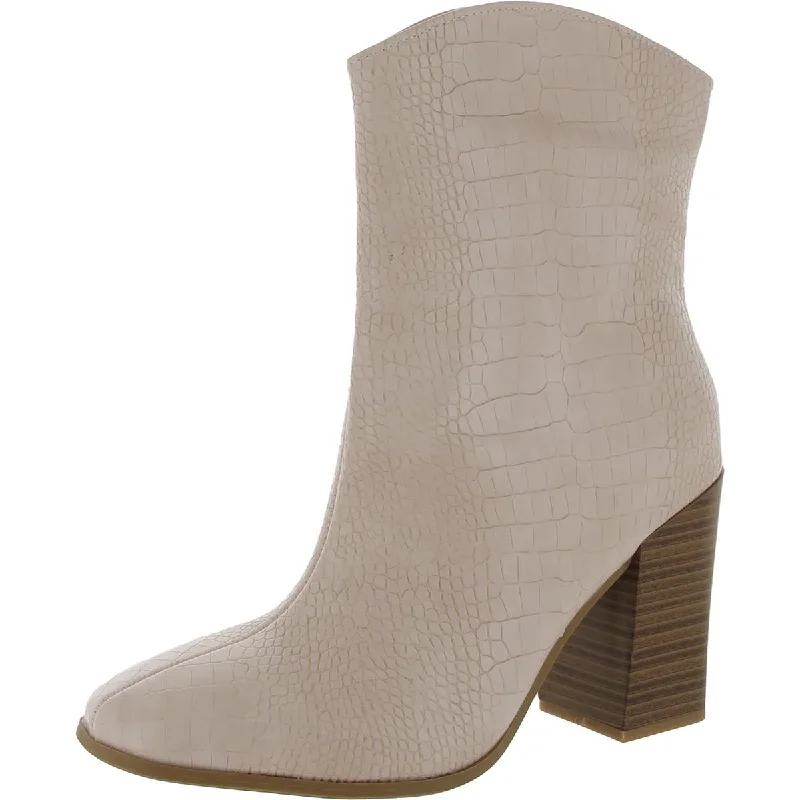 Journee Collection Womens Faux Leather Embossed Ankle Boots