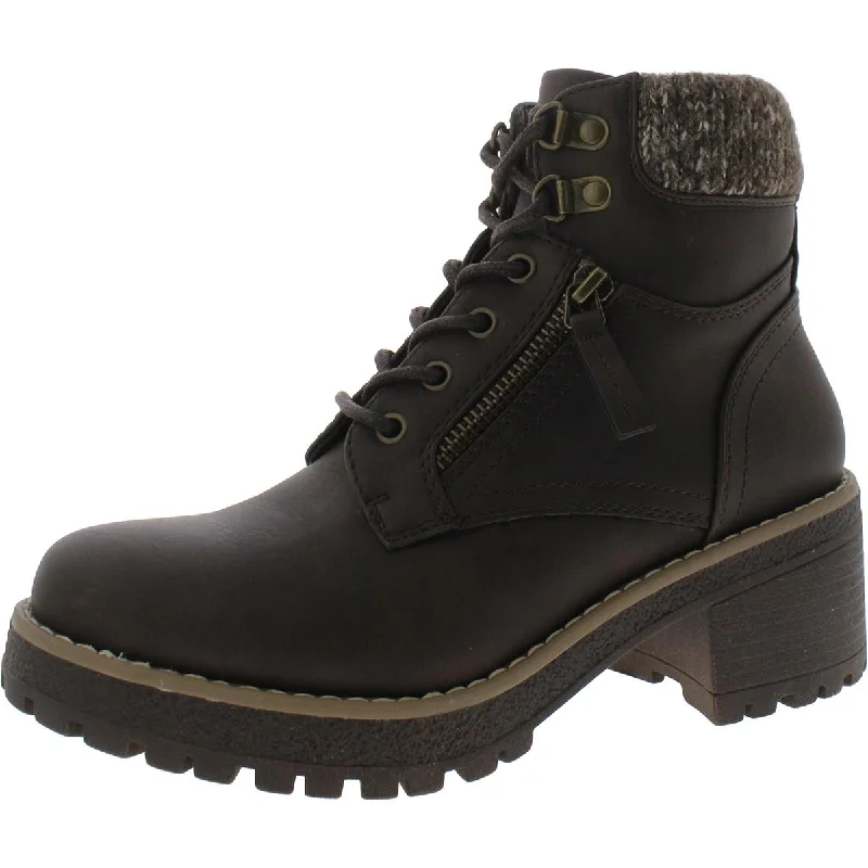 Cliffs by White Mountain Womens Balance Faux Leather Block Heel Ankle Boots