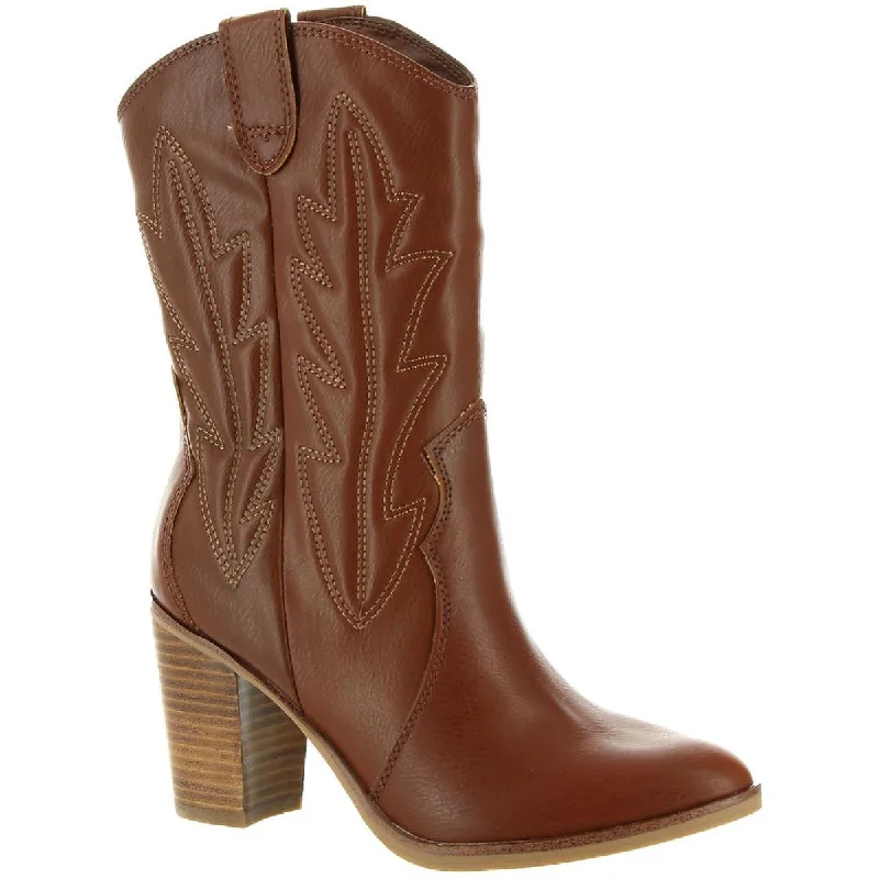 Mia Womens Raylyn Faux Leather Mid-Calf Cowboy, Western Boots