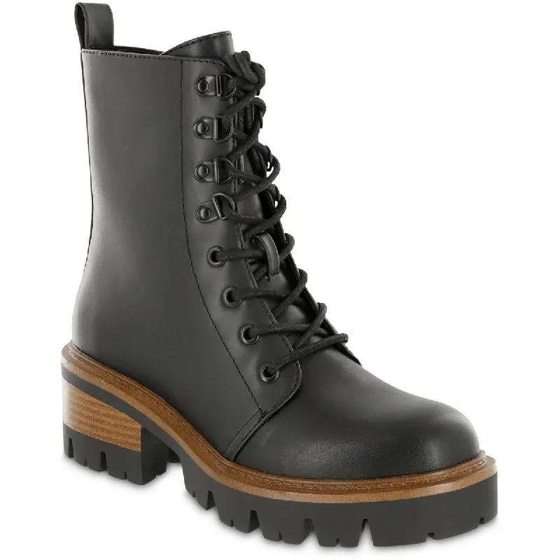 Mia Womens Isaiah Faux Leather Heeled Combat & Lace-Up Boots