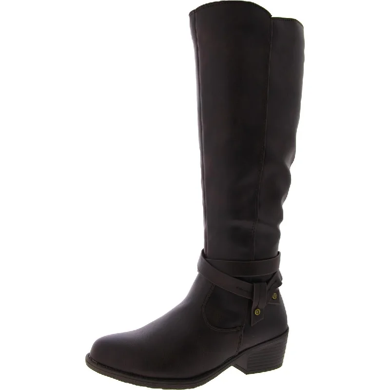 Easy Street Womens Anissa Faux Leather Block Heel Knee-High Boots