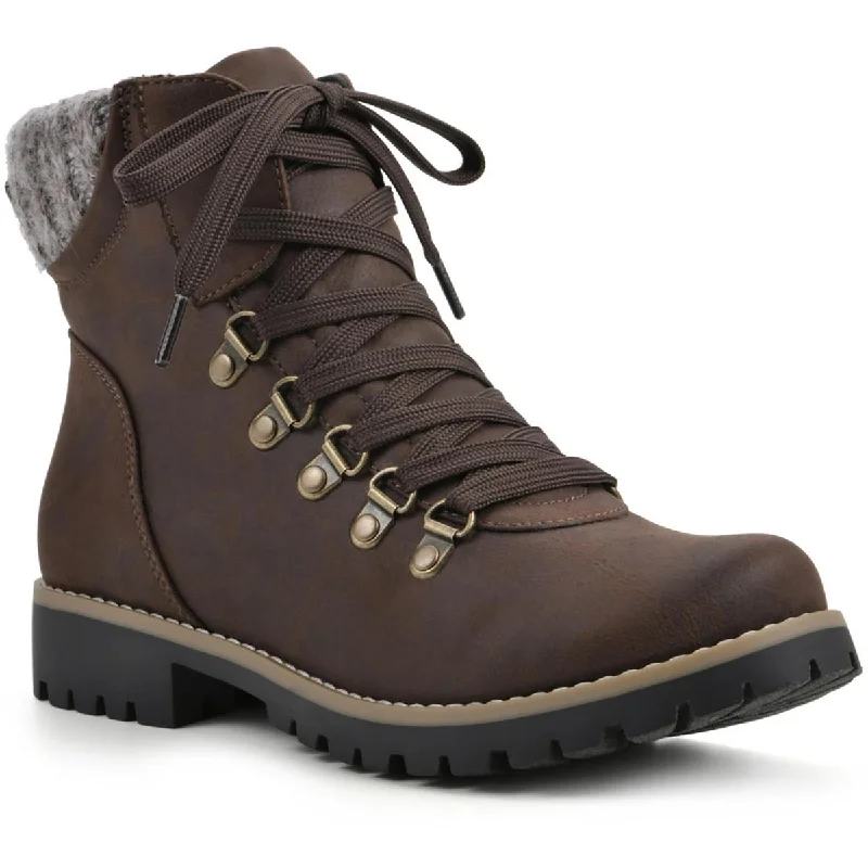 Cliffs by White Mountain Womens Prized Faux Leather Combat & Lace-Up Boots