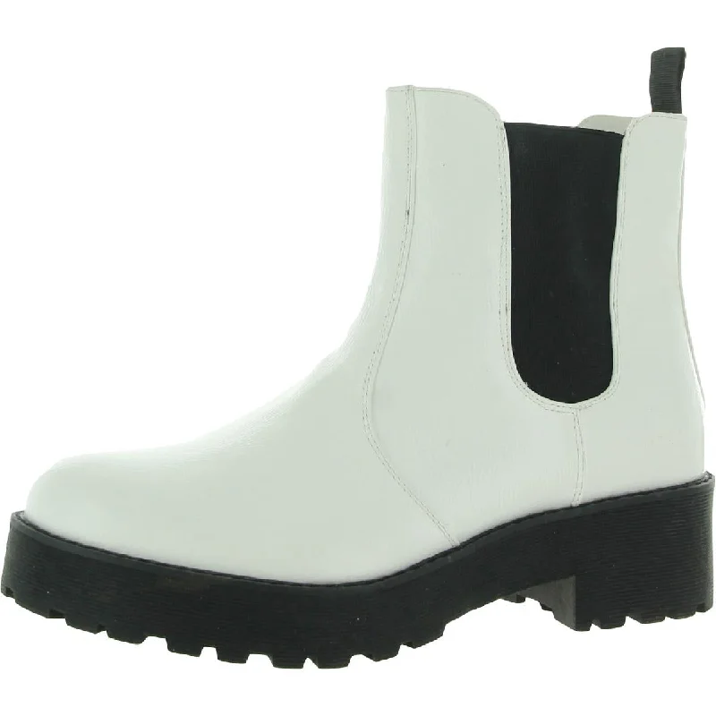 Dirty Laundry Womens Maps Patent Lugged Sole Chelsea Boots