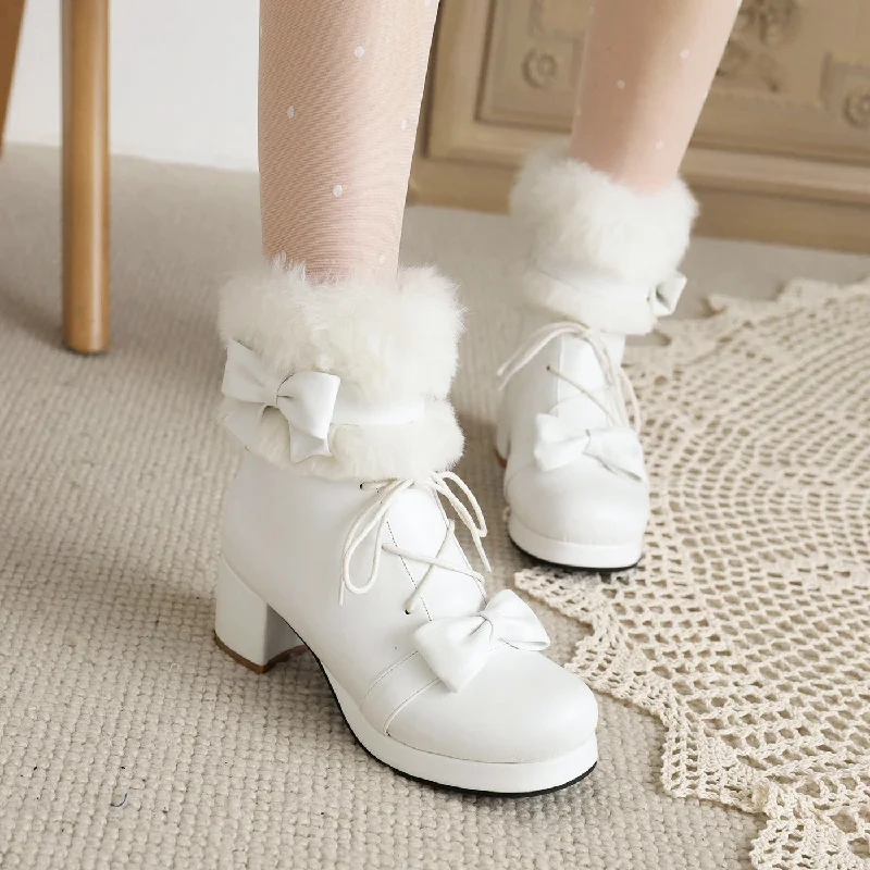 Lolita plush bow boots YV30308