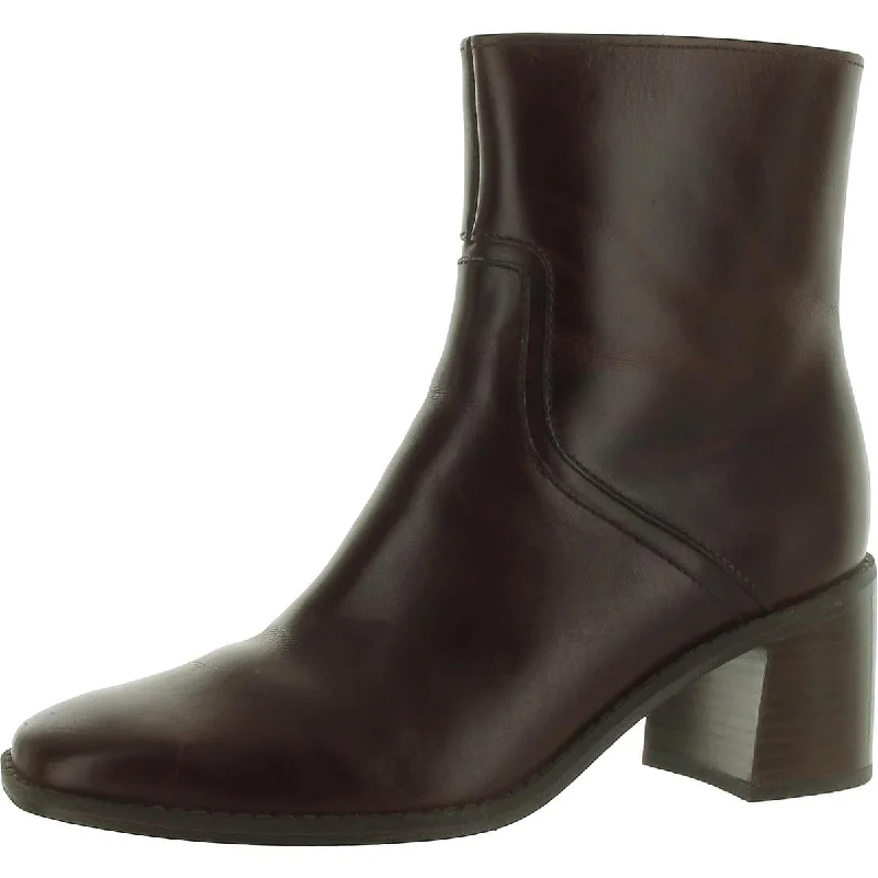 27 Edit Womens Erica Leather Stacked Heel Ankle Boots