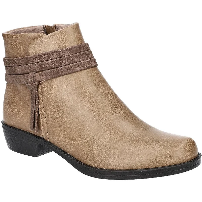 Easy Street Womens Fernanda Faux Leather Zipper Ankle Boots