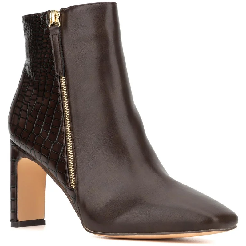 New York & Company Womens Una Faux Leather Embossed Chelsea Boots