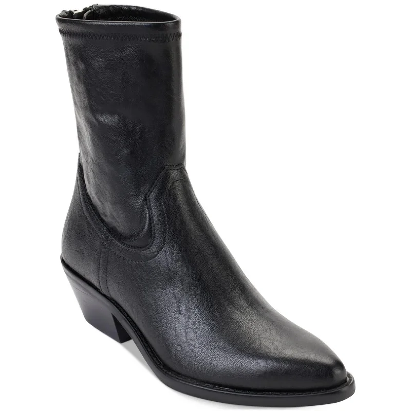 DKNY Womens Raelani Faux Leather Pointed Toe Ankle Boots