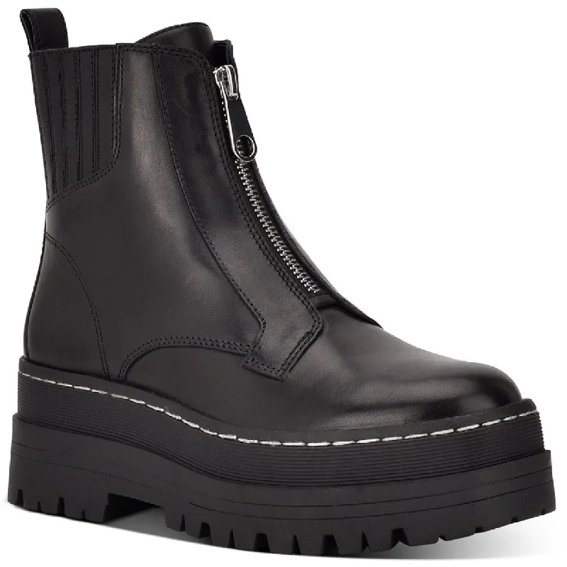 Marc Fisher LTD Womens Prisco Leather Platforms Combat & Lace-up Boots