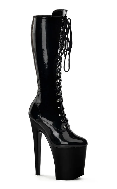 XTREME-2020 Black Patent Knee High Boots