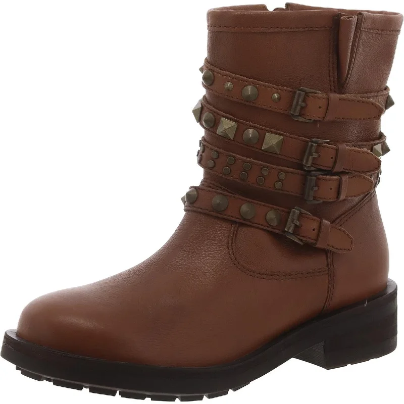 Schutz Womens Luizia Leather Block Heel Ankle Boots