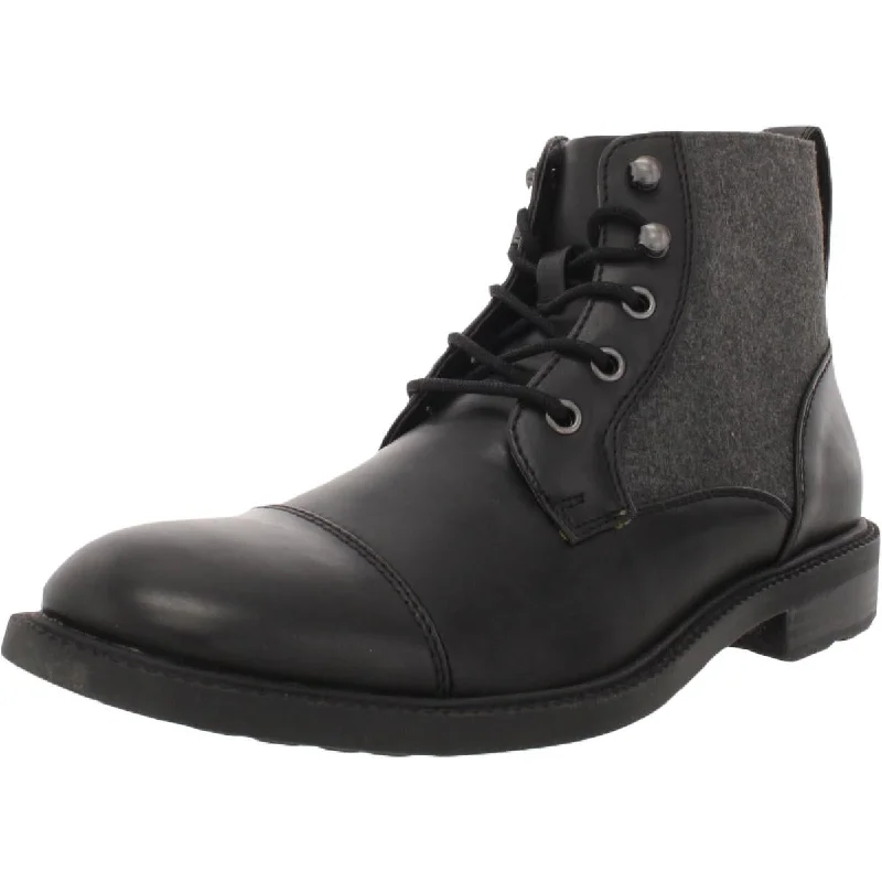 Unlisted Kenneth Cole Mens Roll Boot Faux Leather Dress Boots Ankle Boots