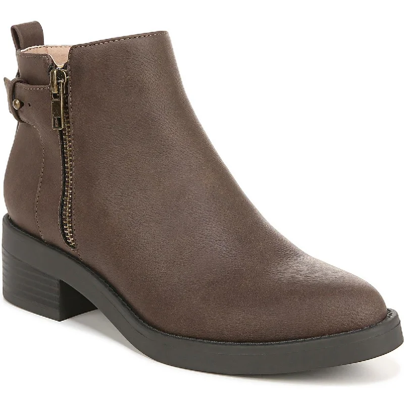 LifeStride Womens Bonus Faux Leather Block Heel Ankle Boots
