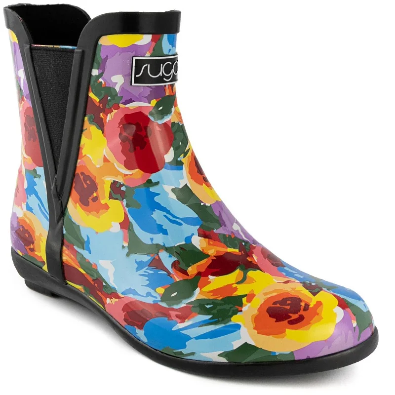 Sugar Womens Splash Rubber Ankle Rain Boots