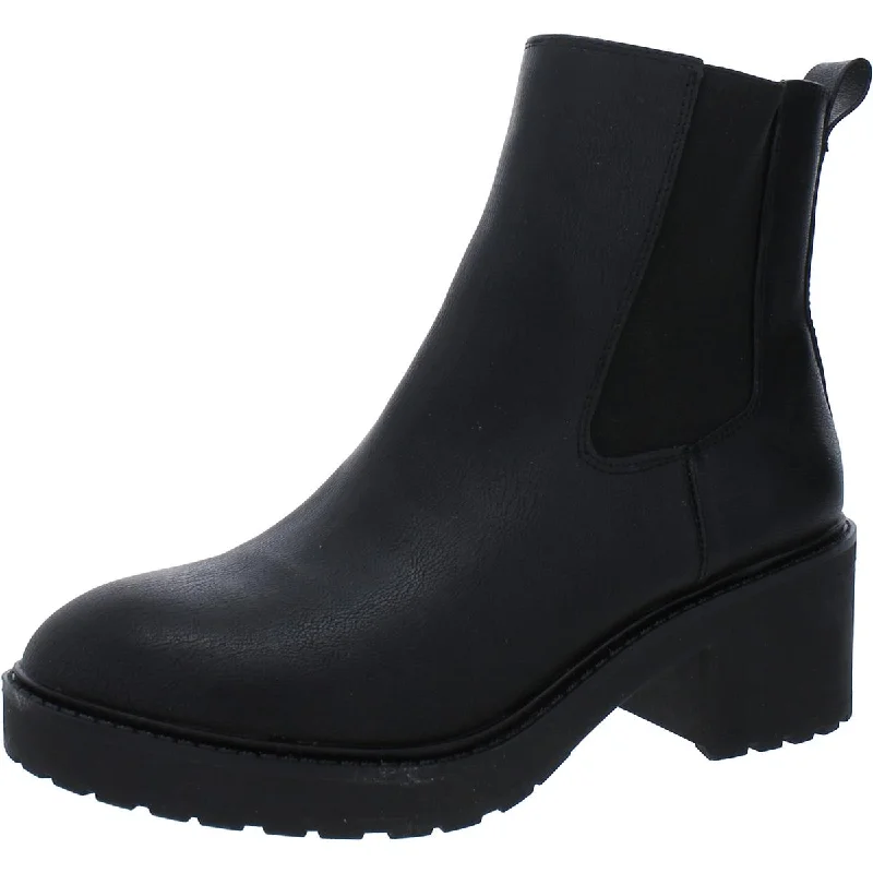Style & Co. Womens Tashh Faux Leather Block Heel Chelsea Boots