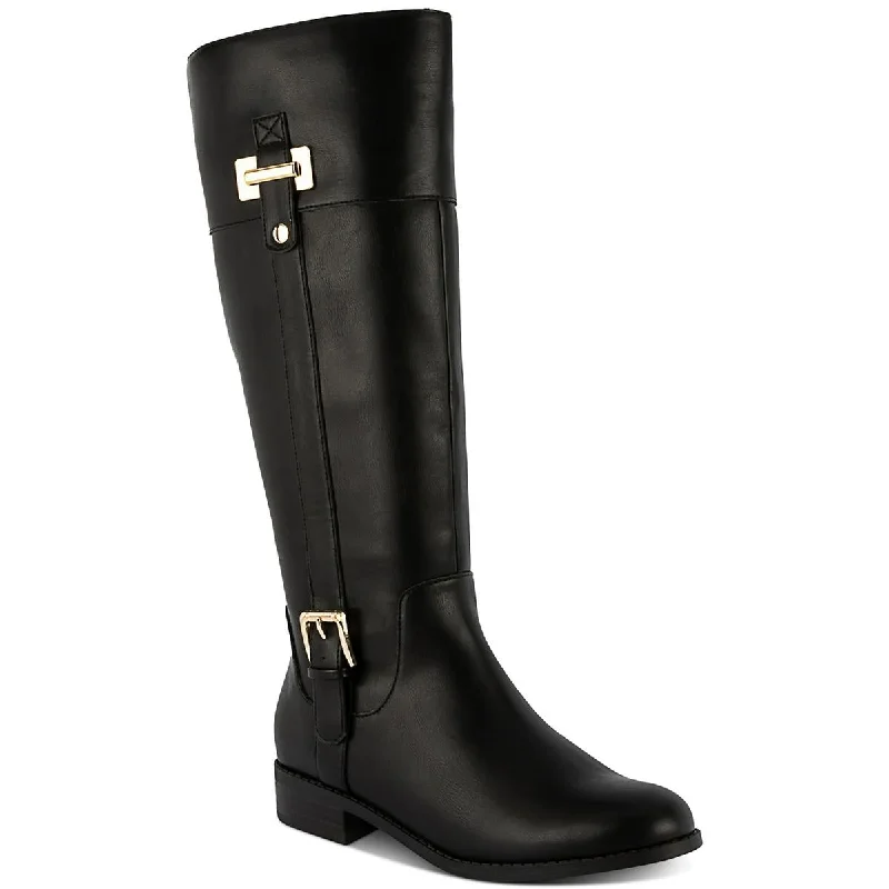 Karen Scott Womens Edenn Faux Leather Riding Knee-High Boots