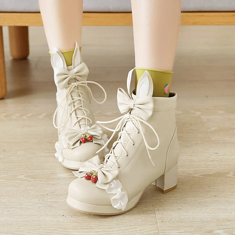 Lolita Strawberry Bow Martin Boots YV30307