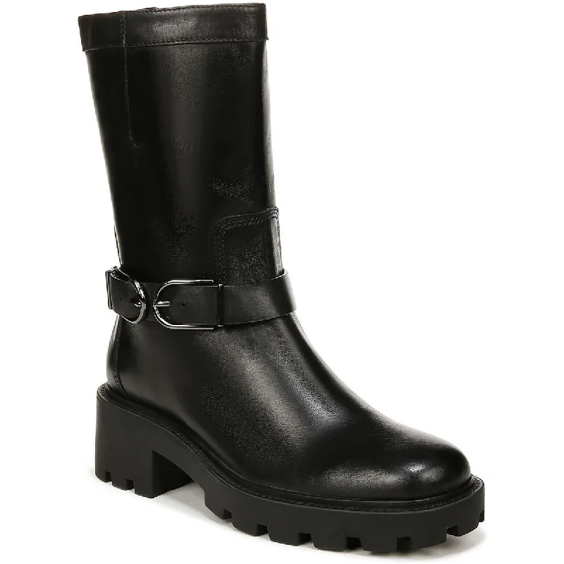 Franco Sarto Womens Elle Zipper Block Heel Motorcycle Boots