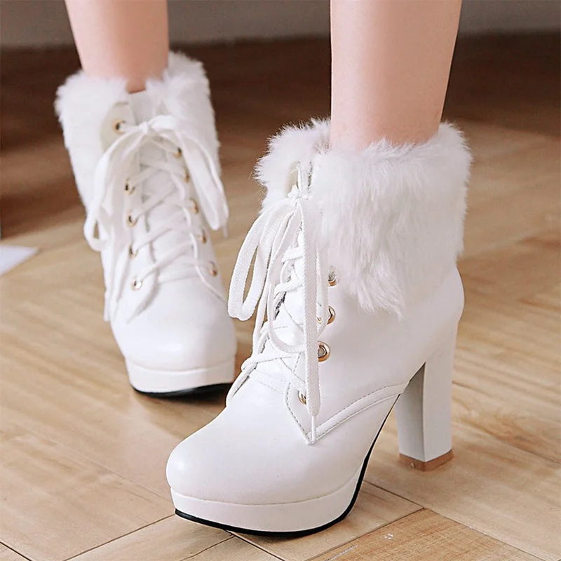 Plush lace high heel Martin boots YV40799