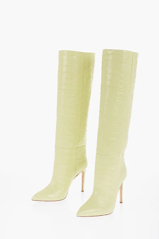 Paris Texas Crocodile Effect Leather Boots With Stiletto Heel 11Cm