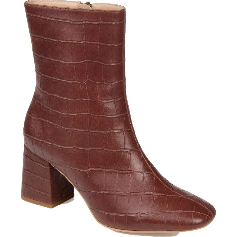 Journee Collection Womens Trevi Faux Leather Croco Print Ankle Boots