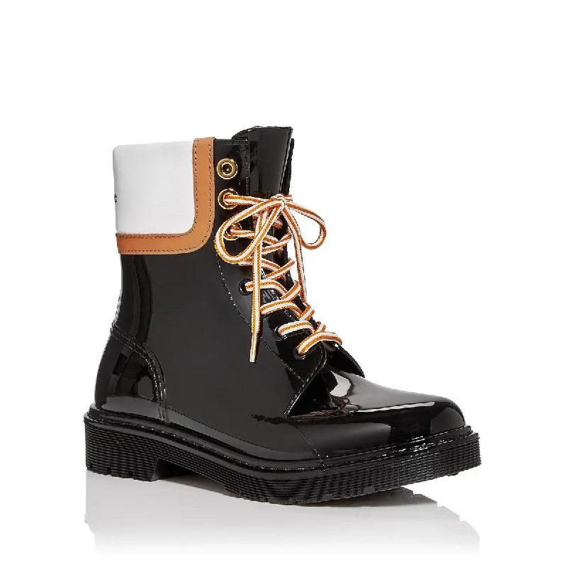 See by Chloe Womens Florrie Patent Lace-Up Rain Boots