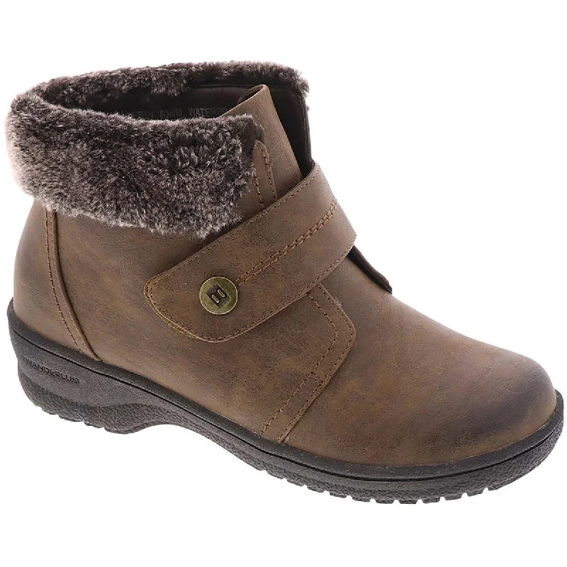 Wanderlust Womens Perth Faux Leather Faux Fur Lined Ankle Boots