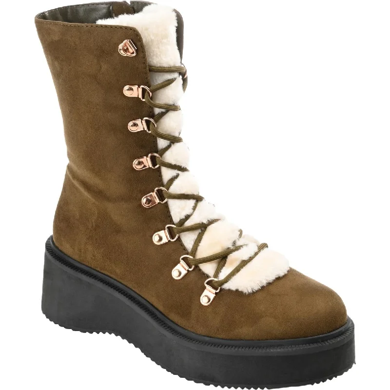 Journee Collection Womens KANNON Lace Up Faux Fur Winter & Snow Boots