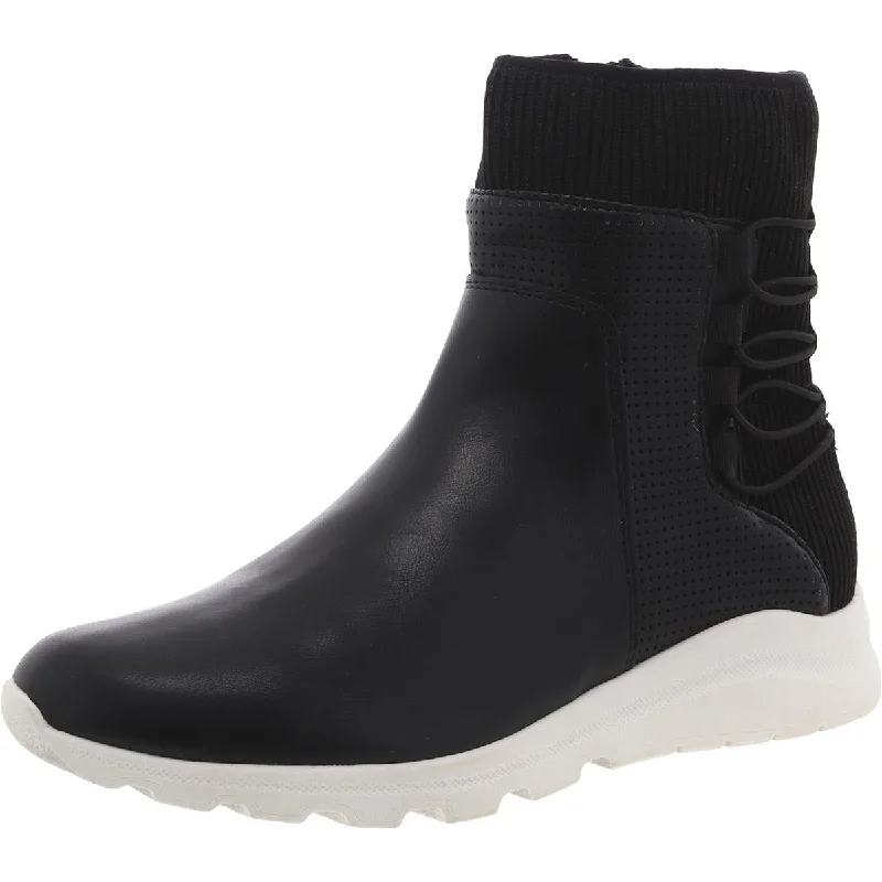 Adrienne Vittadini Womens Faux Leather Zipper Sport Boots