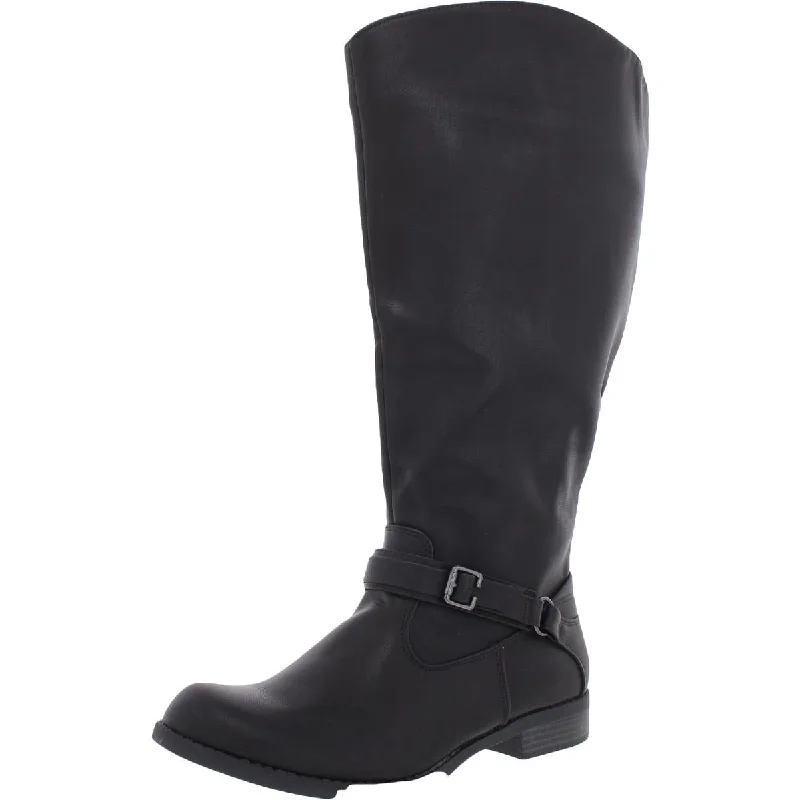 Easy Street Womens Quinn Faux Leather Tall Knee-High Boots