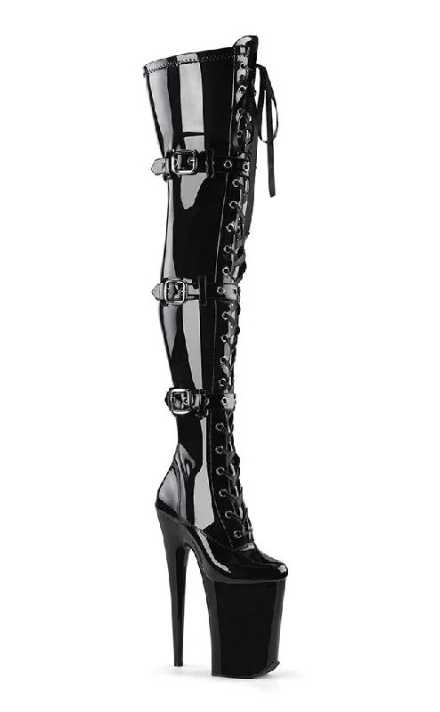 INFINITY-3028 Black Patent Thigh High Boots