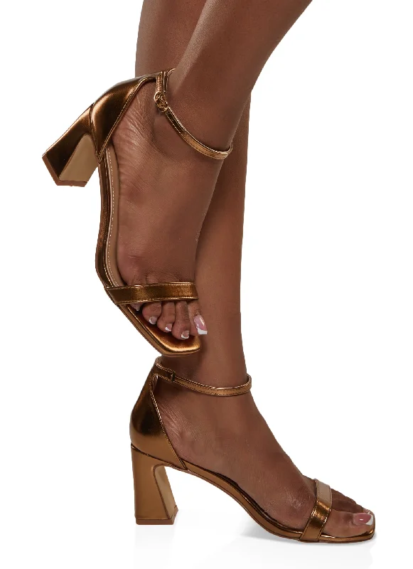 Square Toe Ankle Strap Block Heel Sandals