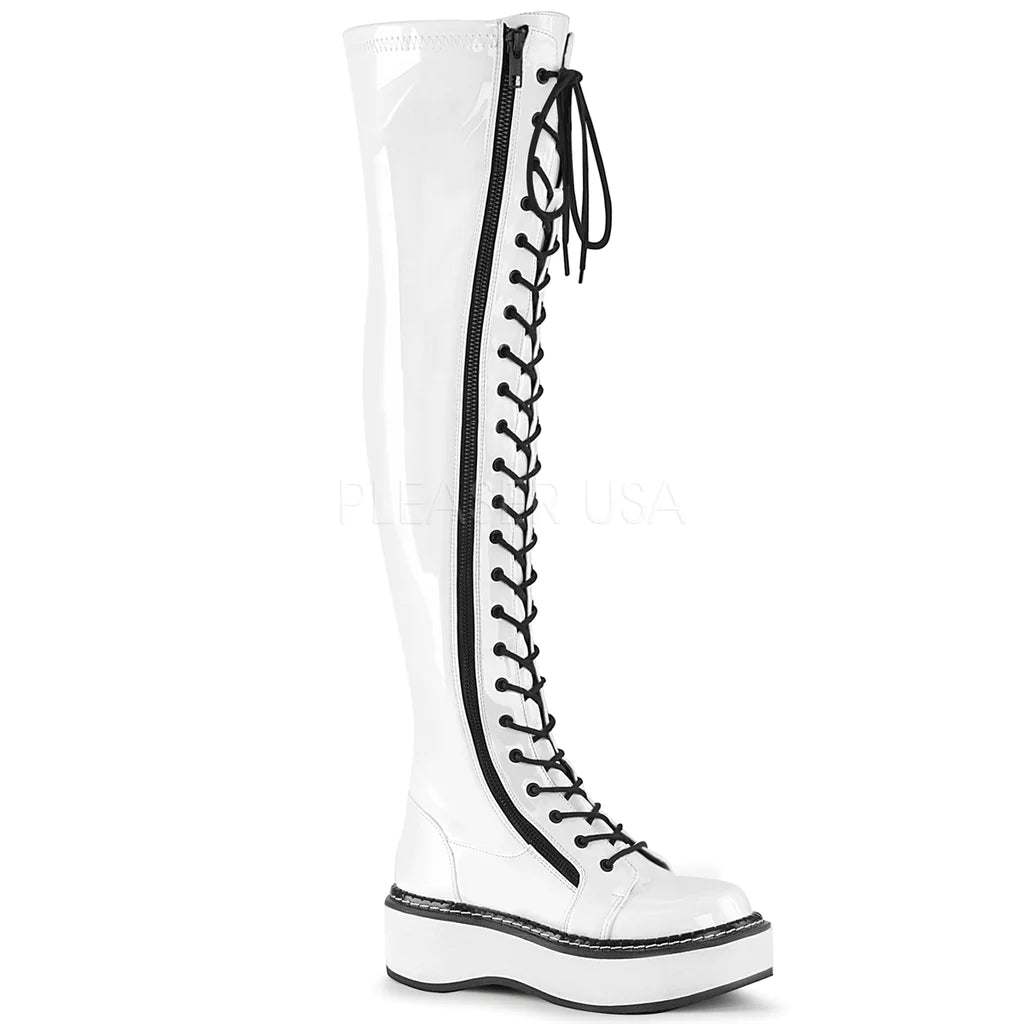 Emily-375 White Patent Boots