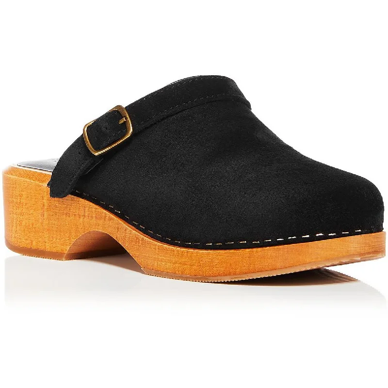 RE/DONE Womens Suede Buckle Clogs