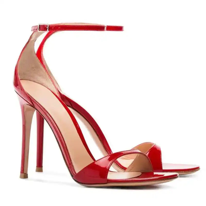 Lacquer Leather Heel Sandals Large Fashion Womens ShoesSexy Red