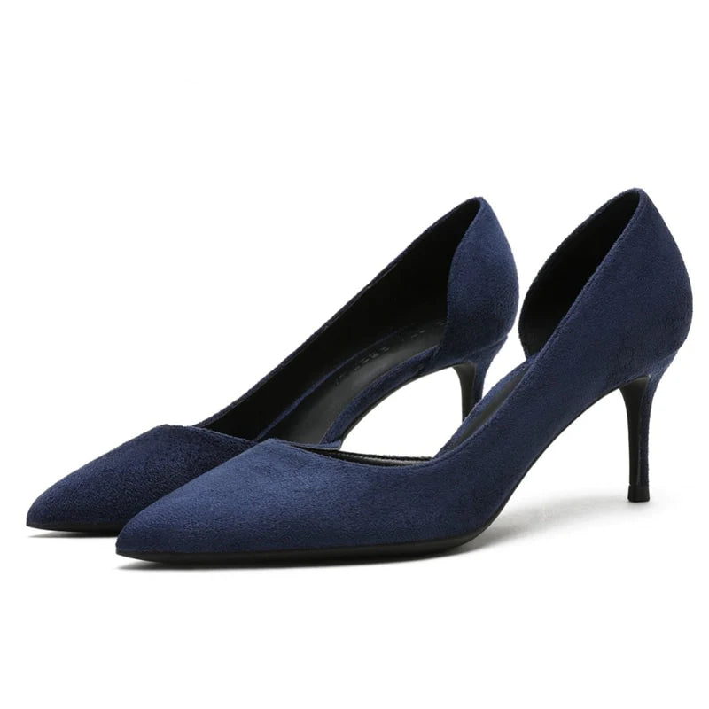 Sexy Women's 6cm Thin Heeled Pointed Toe Suede Leather Slip On Pumps