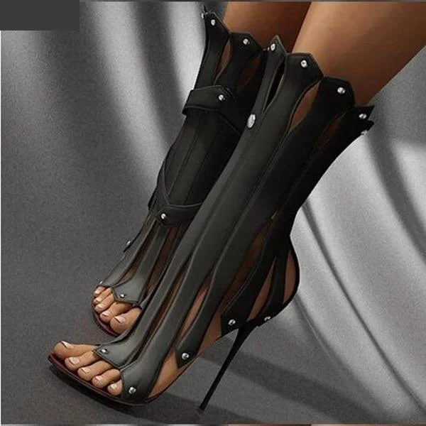 Unique Women's Cut-outs Patchwork Thin High Heel with Multicolor Option