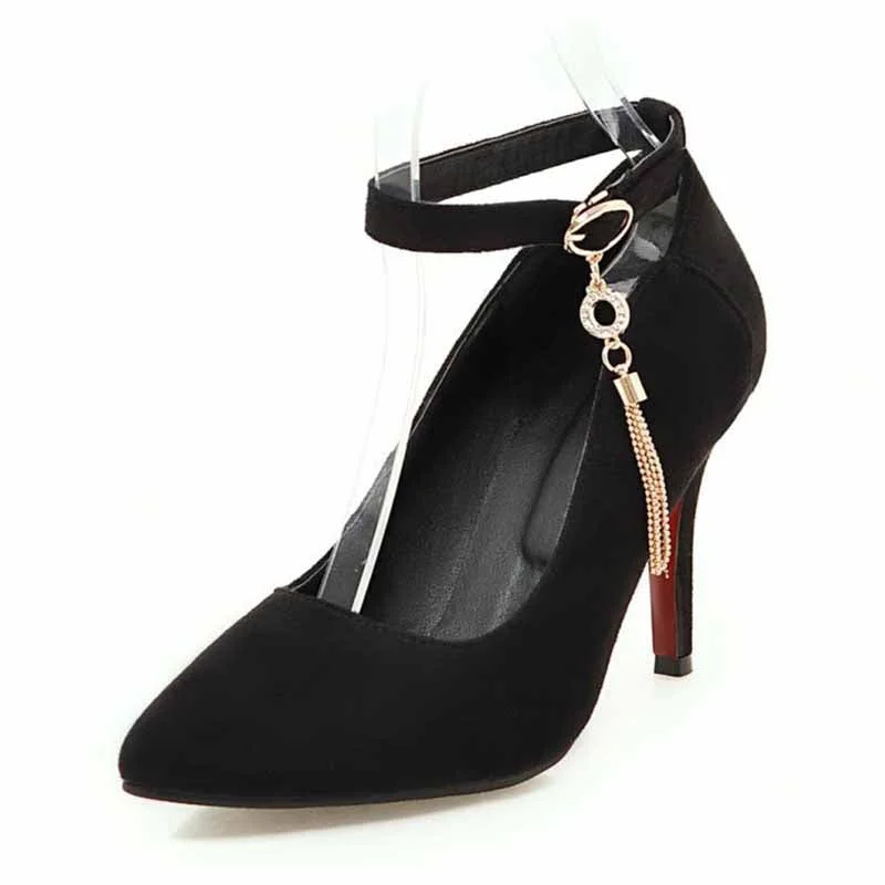 Women's Pointed Toe Stiletto Heel Ankle Strap Pumps
