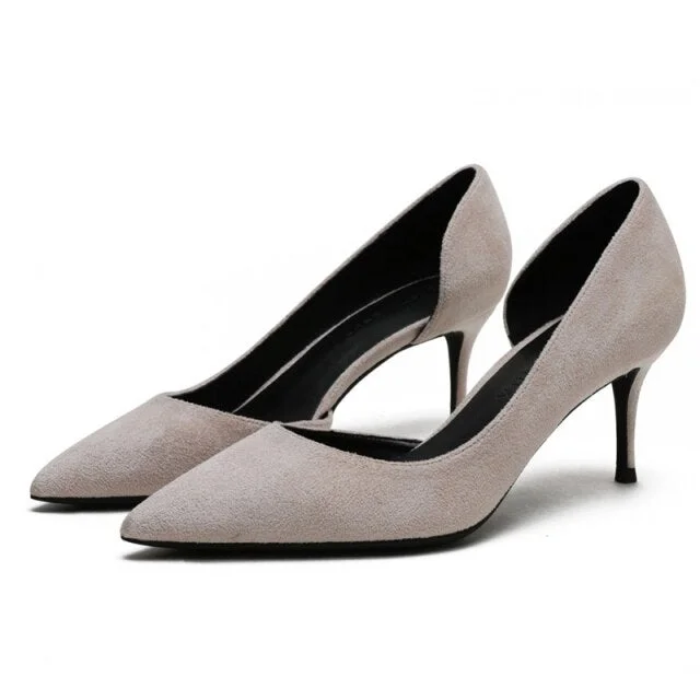 Women's Sexy Classic 6cm Thin Heeled Pointed Toe Suede Leather Slip On Pumps