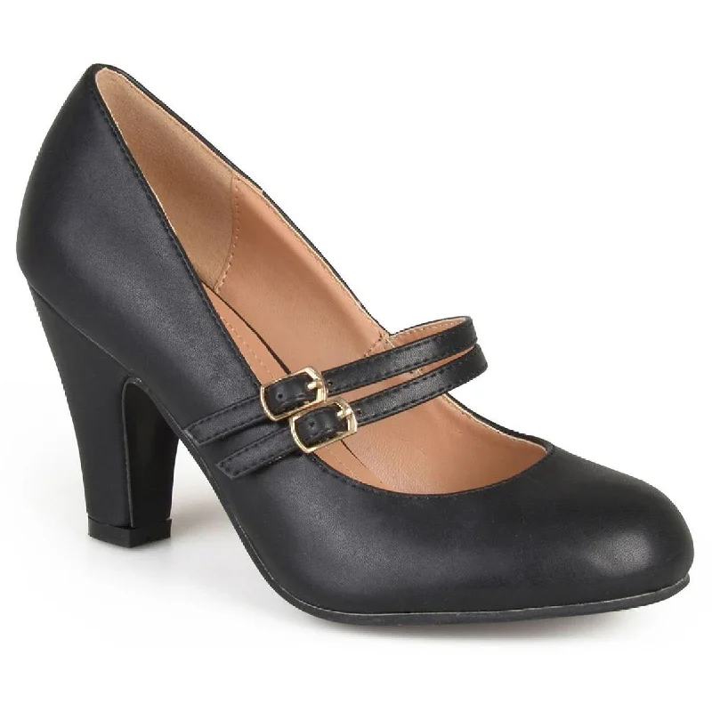 Windy Womens Faux Leather Strappy Mary Jane Heels